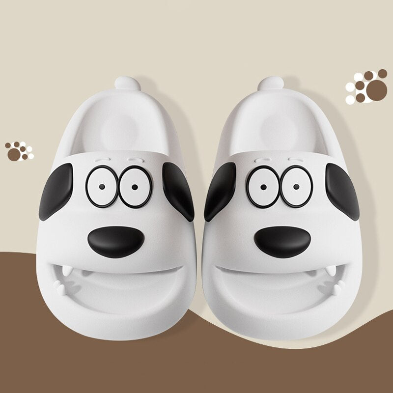 Catroon Dog Outdoor Home Slippers Thick Soled Non Slip Slides Bathroom Indoor Summer Comfy Shoes