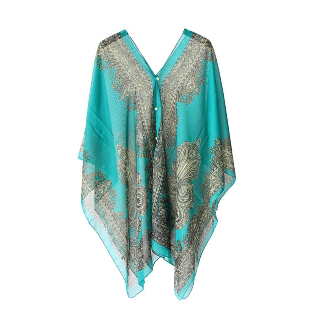 Chiffon Beach Cover Up Kaftan Beach Tunic Dress Bikini Cover Up Green