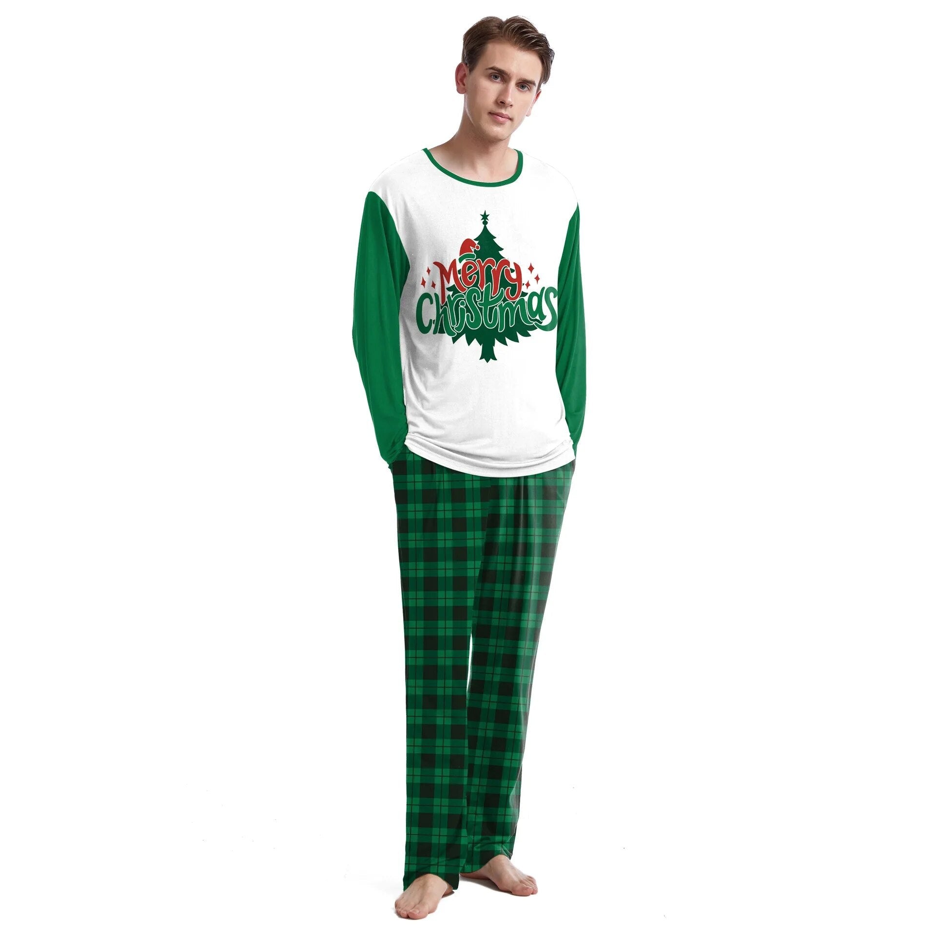 Christmas Couple Pajamas Cartoon Print Fashion Long Sleeved O-neck Sleepwear Men and Women Casual Home Wear Set Lady Loungewear B240-1021