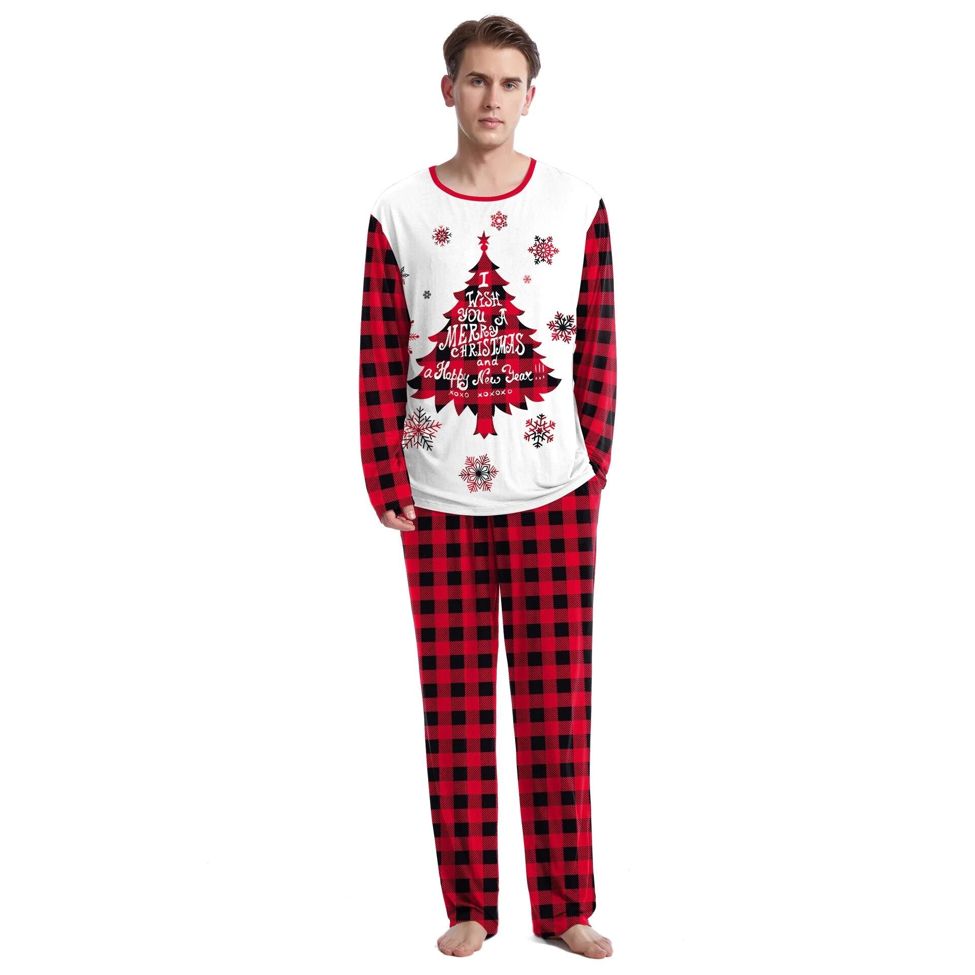 Christmas Couple Pajamas Cartoon Print Fashion Long Sleeved O-neck Sleepwear Men and Women Casual Home Wear Set Lady Loungewear B240-1024