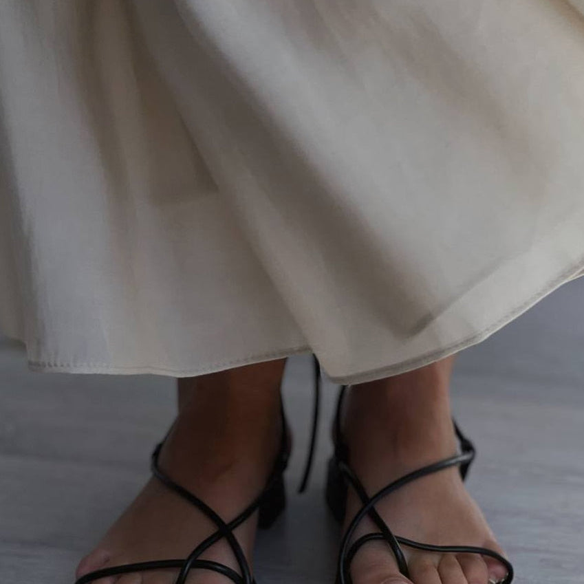 Clacive Causal Loose Khaki Summer Dress Ladies Sexy Strap Sleeveless Sundress Elegant Lace-Up