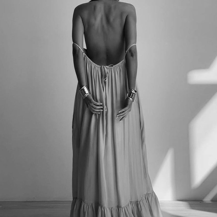 Clacive Causal Loose Khaki Summer Dress Ladies Sexy Strap Sleeveless Sundress Elegant Lace-Up