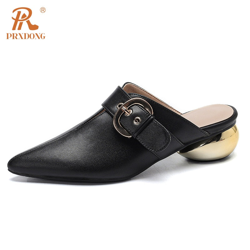 Classics Cross-tied Women's Pumps Genuine Leather Round Toe Platform Med Heels Retro Dress Party Casual Lady Shoes Footwear 42