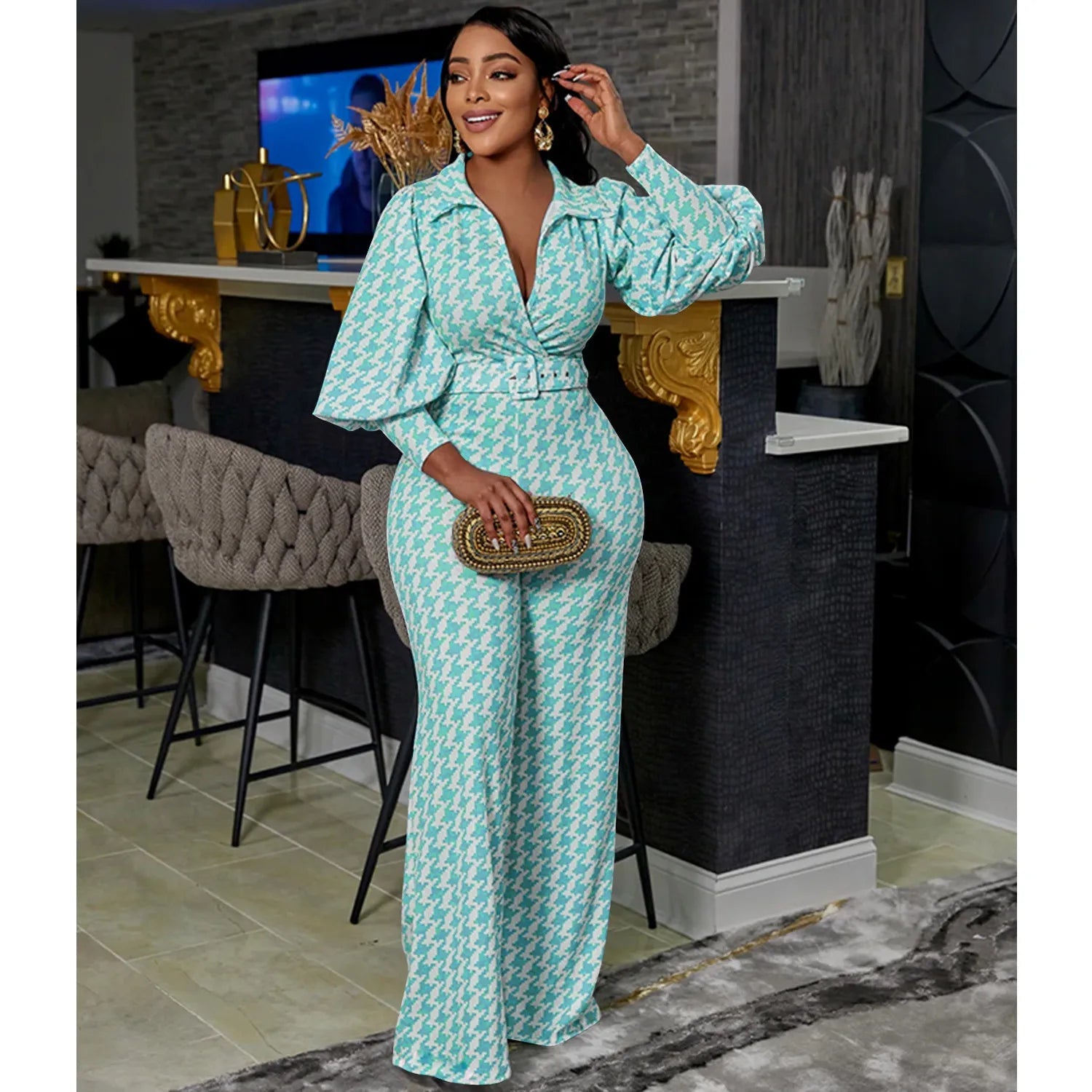 Clothing Luxury Spring Autumn Matching For Women Grid Print Two Pieces Sets Womens Outifits Top And Pants Suits