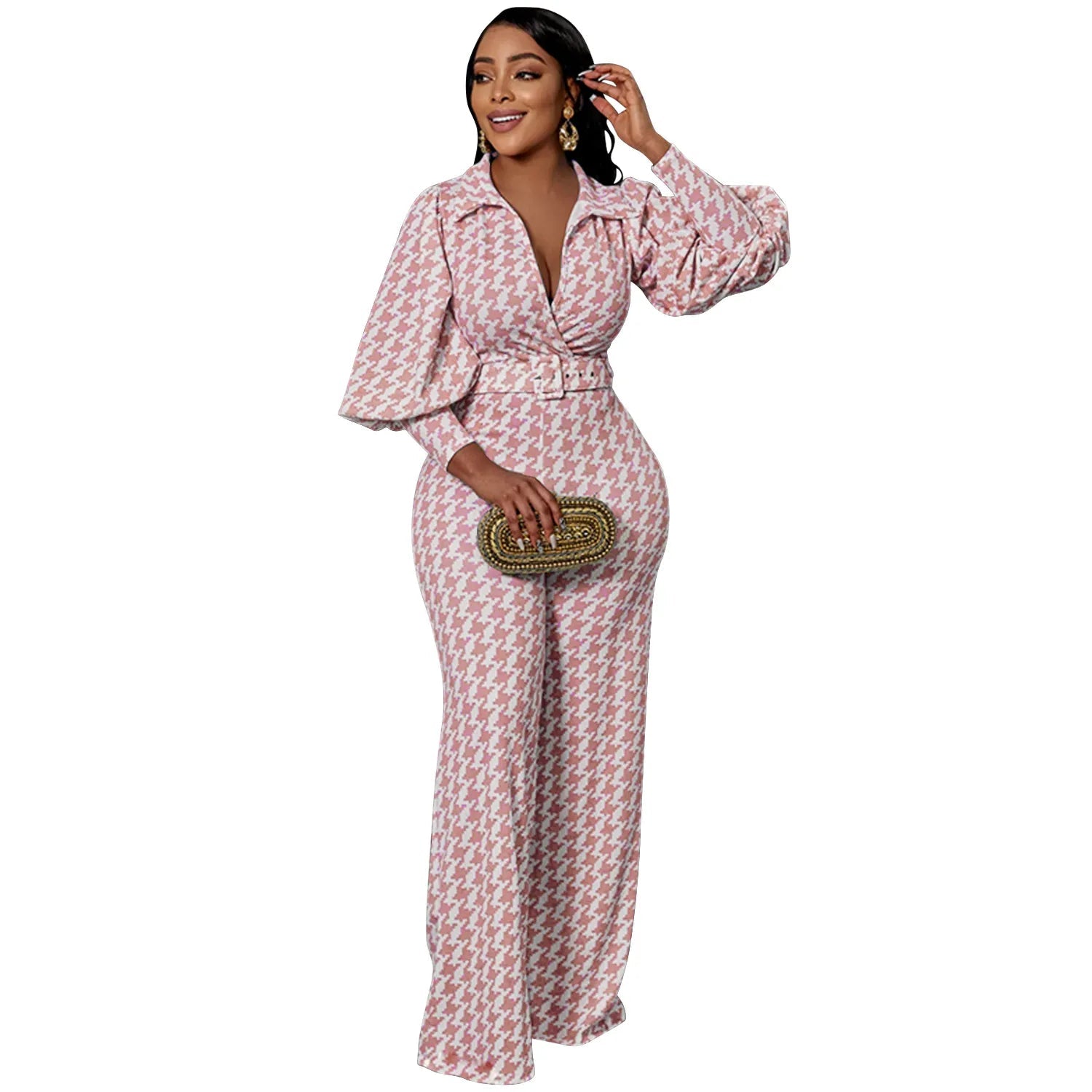Clothing Luxury Spring Autumn Matching For Women Grid Print Two Pieces Sets Womens Outifits Top And Pants Suits pink