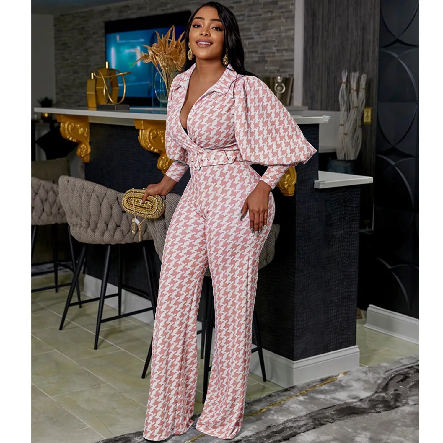 Clothing Luxury Spring Autumn Matching For Women Grid Print Two Pieces Sets Womens Outifits Top And Pants Suits