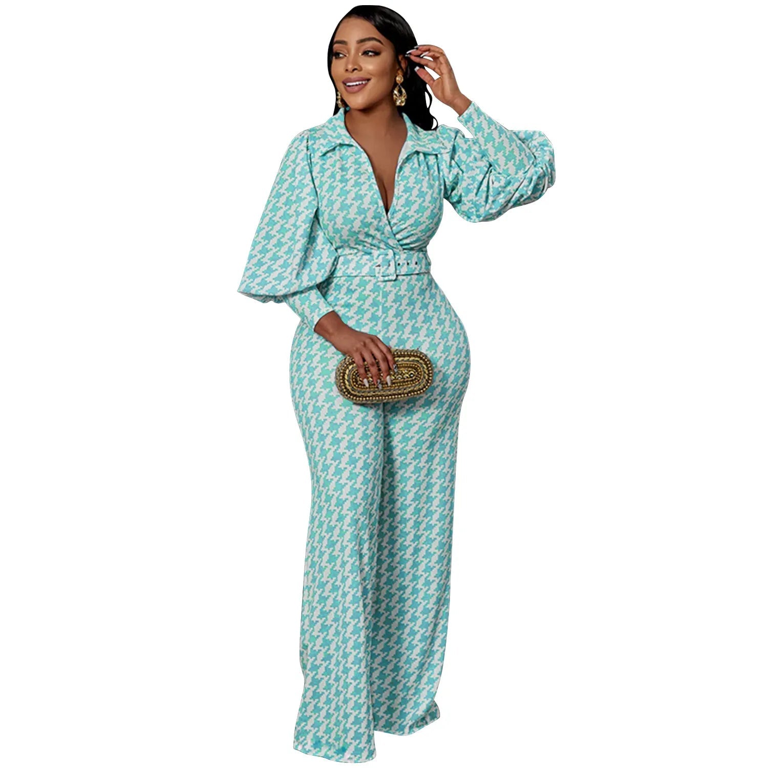 Clothing Luxury Spring Autumn Matching For Women Grid Print Two Pieces Sets Womens Outifits Top And Pants Suits Green