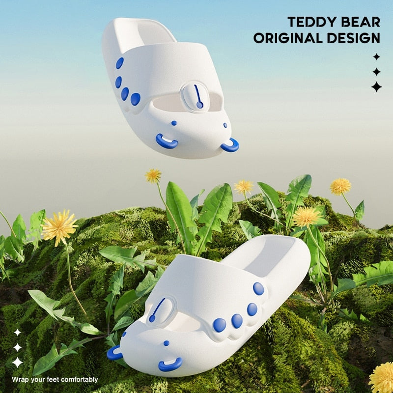 Cloud Soft Bear Slippers Couple Home Outdoor Slipper Summer Beach Bedroom Shoes Ladies Thick Bottom Sandals AMAIO