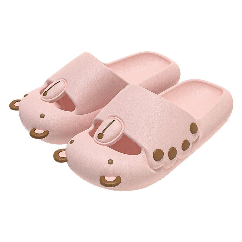Cloud Soft Bear Slippers Couple Home Outdoor Slipper Summer Beach Bedroom Shoes Ladies Thick Bottom Sandals Pink