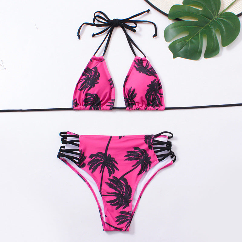 Coconut Tree Bandage Test Split Bikini Pink