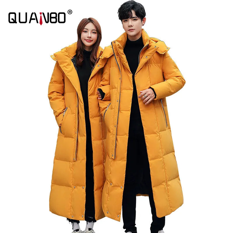 Coed Winter Cold resistant Down Jacket -30 Men's Women X-Long（Winter) Warm Fashion Brand Red Parkas S-5XL AMAIO