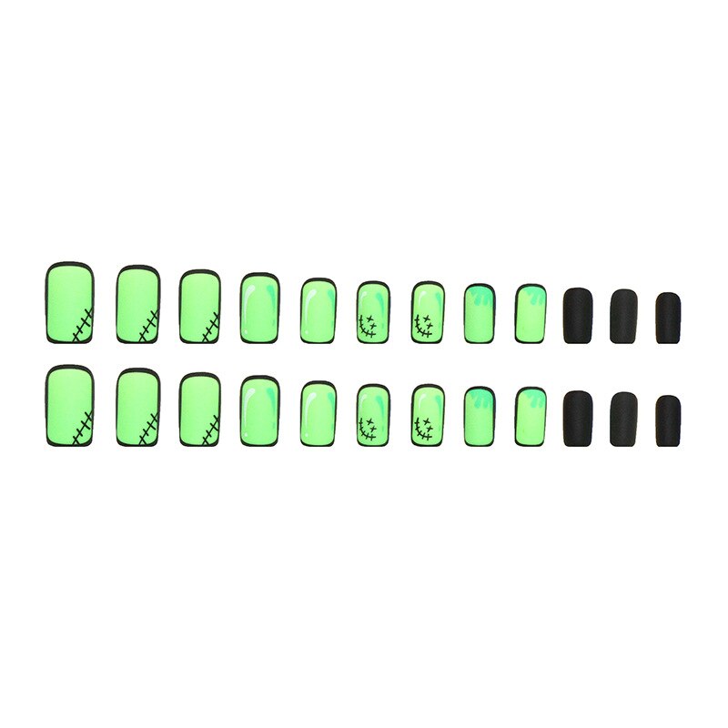 Comic Style False Nails for ACGN Girls 24pcs Coffin y2k Style Press on Nail Tips Full Cover Wearable Short Square Acrylic Nails