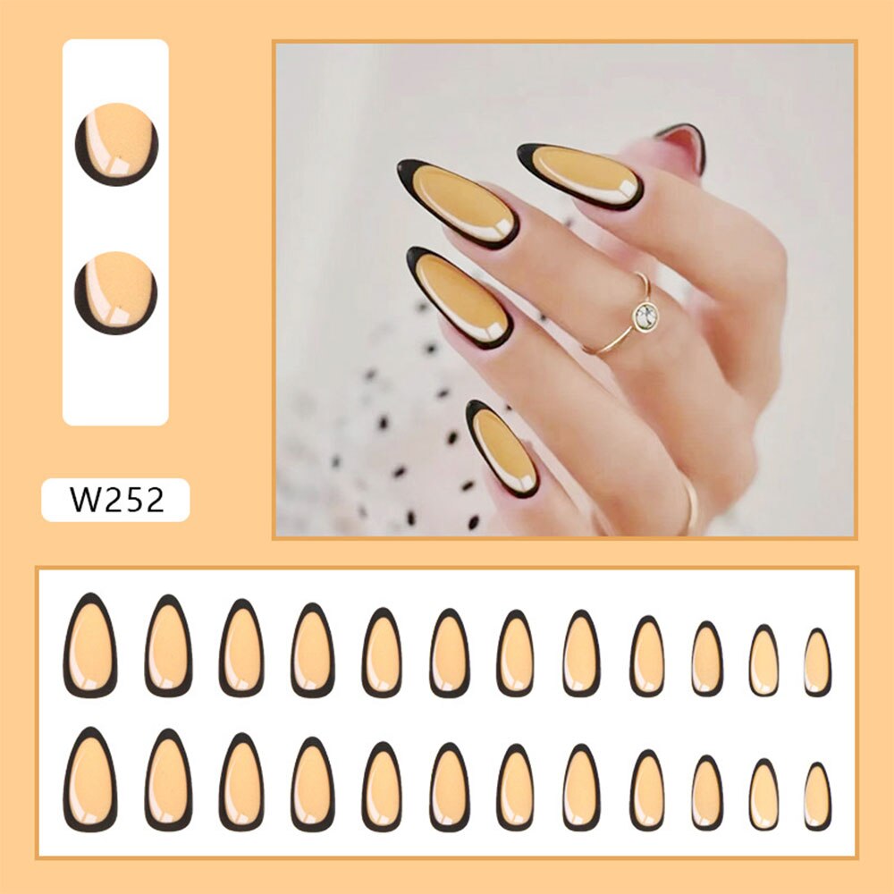 Comic Style False Nails for ACGN Girls 24pcs Coffin y2k Style Press on Nail Tips Full Cover Wearable Short Square Acrylic Nails style6