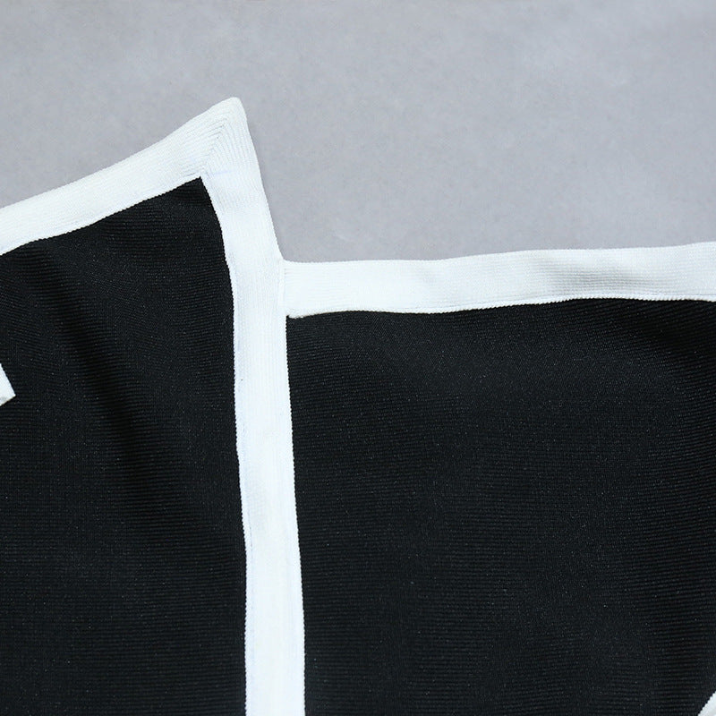 Contrast Strapless Bow Detail Mini Dress