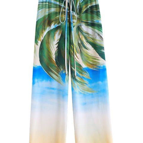 Cover-ups Beach Kimono Green Print Floral Chiffon Boho Tunic For Beach Swimsuit Cover Up Kaftan Over Size Beachwear Pareo Coconut Pants