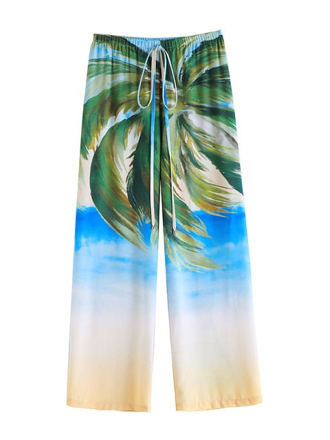 Cover-ups Beach Kimono Green Print Floral Chiffon Boho Tunic For Beach Swimsuit Cover Up Kaftan Over Size Beachwear Pareo Coconut Pants