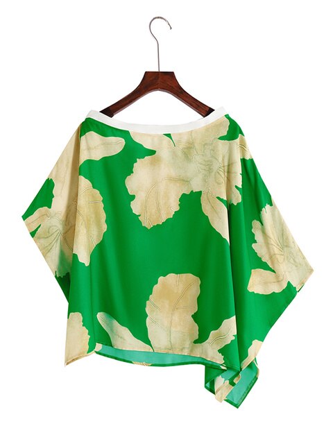 Cover-ups Beach Kimono Green Print Floral Chiffon Boho Tunic For Beach Swimsuit Cover Up Kaftan Over Size Beachwear Pareo Only Top -02