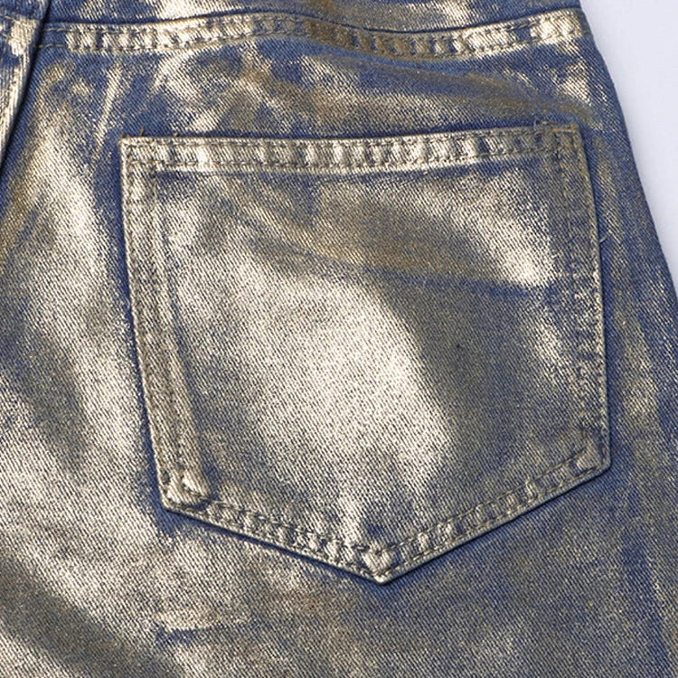 Cozok Metallic Wide Leg Jeans High Waist Pants For Women 2023 Autumn Vintage Y2K Streetwear Casual Loose Straight Denim Trousers