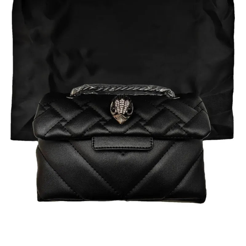 Crossbody Bag Fashion Small Fragrant Wind Lingge One Shoulder Chain PU Bag Women Mini Black