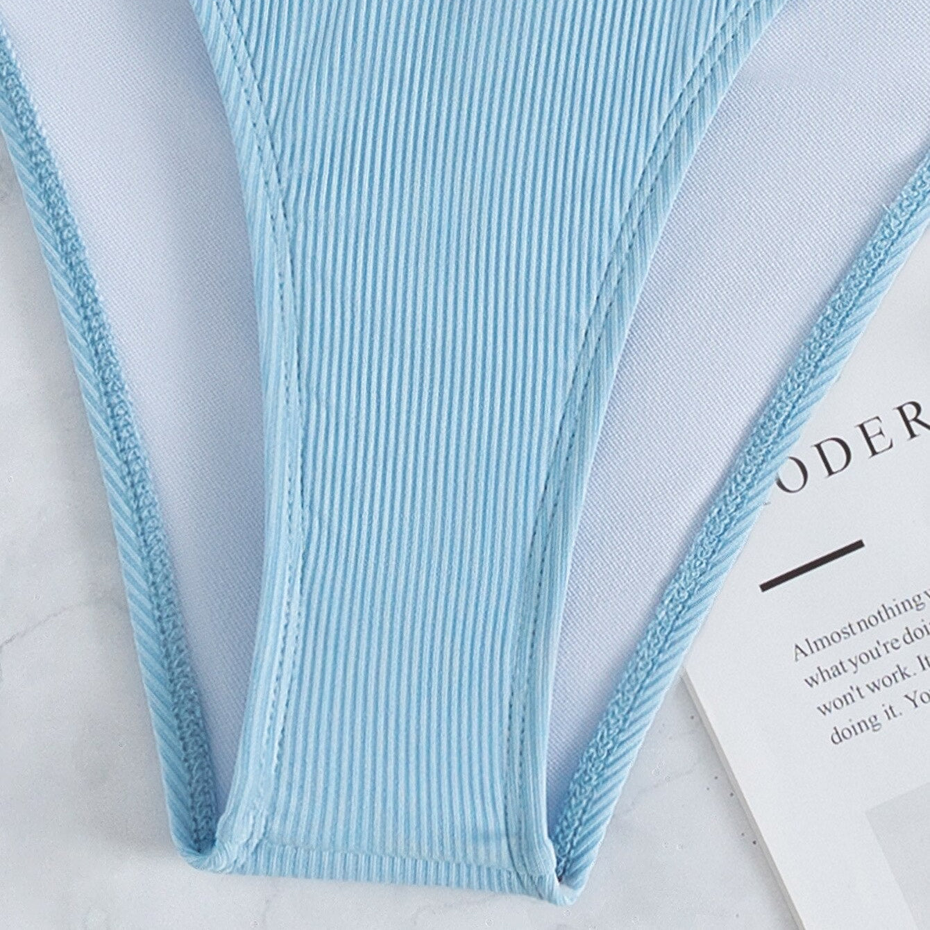 Crystal Diamond Triangle Bikini Sexy Straps Lace-Up Women's Swimsuit Summer Beach Wear Sky Blue Pitted Swimwear