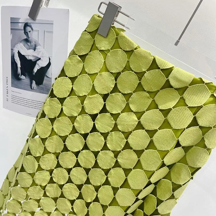 Cut Out Skirt For Women High Waist Patchwork Tassel Irregular Hem Solid Midi Skirts Female Summer Clothing Style