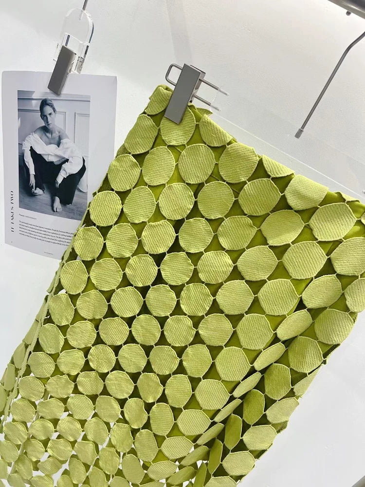 Cut Out Skirt For Women High Waist Patchwork Tassel Irregular Hem Solid Midi Skirts Female Summer Clothing Style