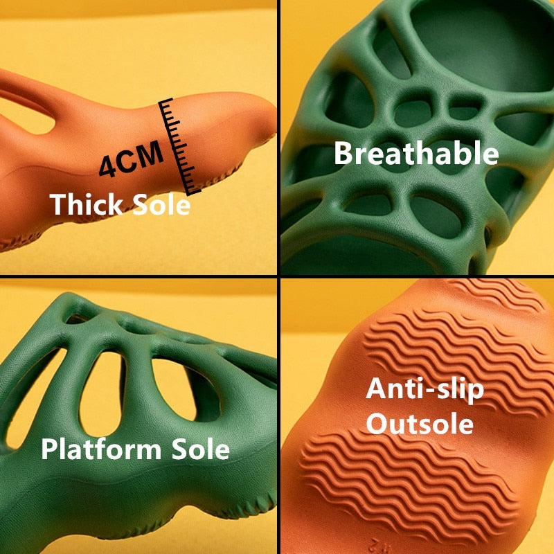 Cut-out Platform Slippers Women Men Fashion Beach Slides Soft EVA Lovers Indoor Batrhoom Slipper Ladies Home Floor Shoes