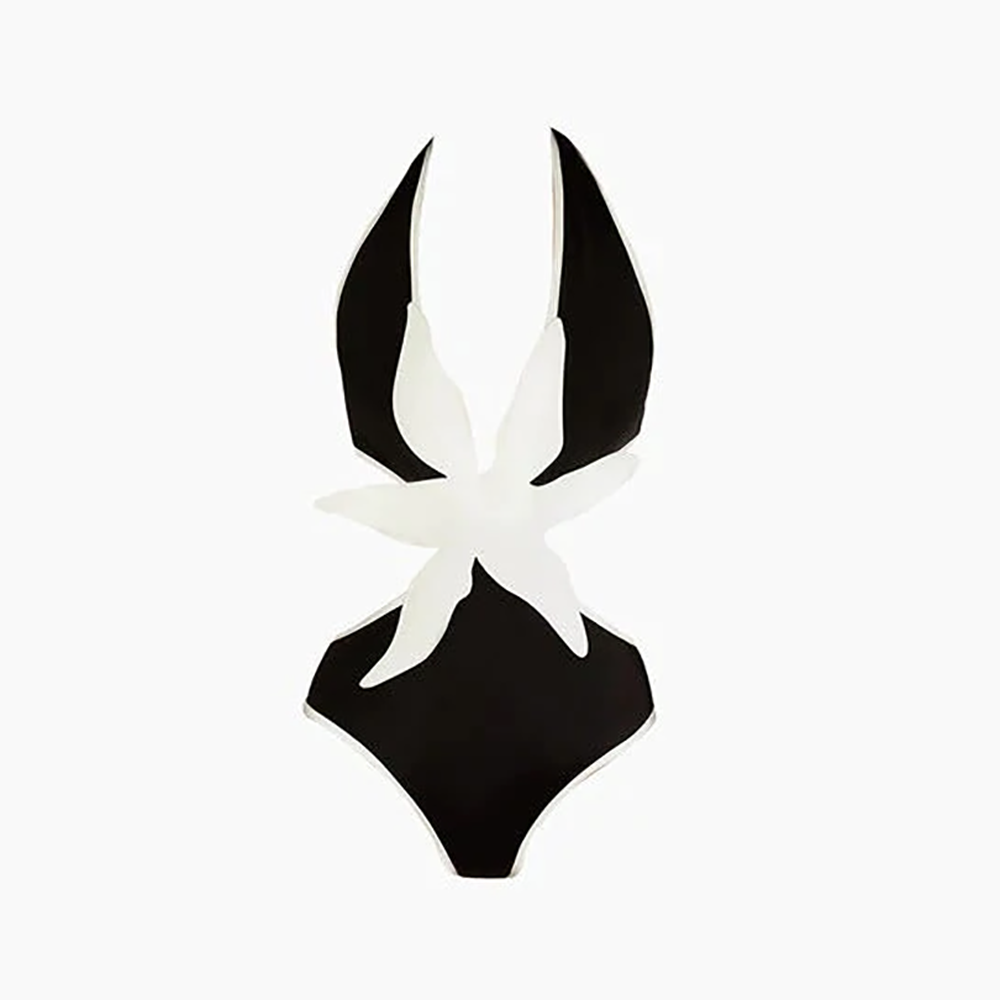 Cutout One-Piece Swimsuit Women Suit Surf Wear Summer Beach Solid Push Up Lace Stripe