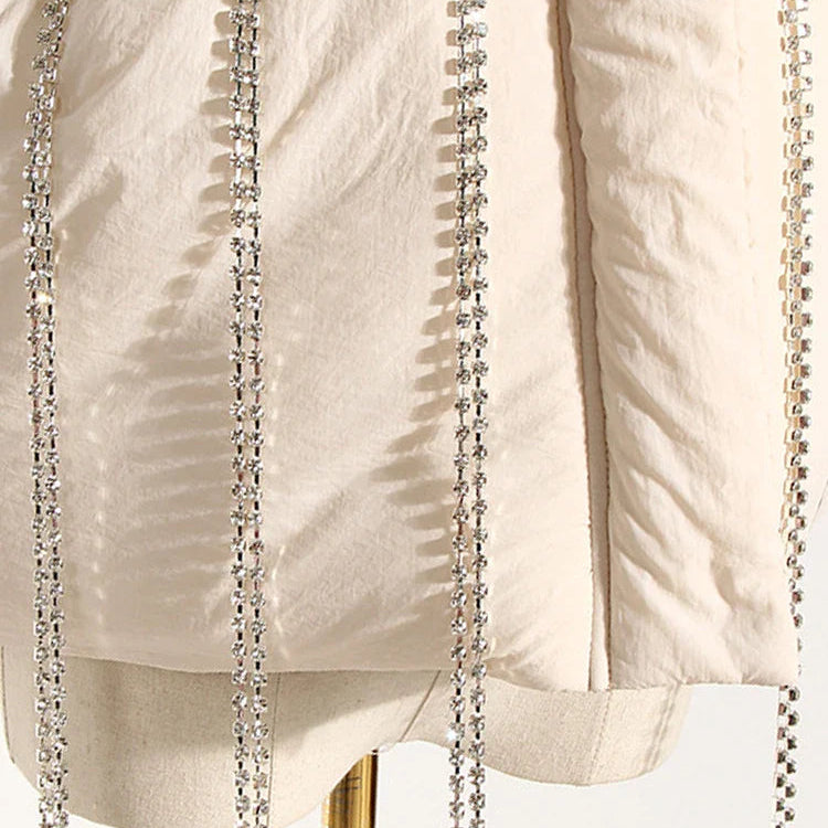 DEAT Fashion Women's Waistcoat Loose Stand Collar Single Breasted Sleeveless Plaid Diamonds Tassel Vest Winter 2023 New 1DF2572