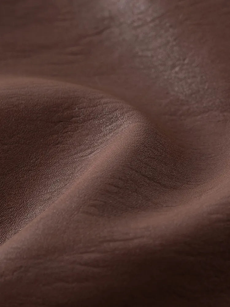 DUSHU High Waist Women A-LINE Pu Mini Skirts 2024 Autumn Brown Commuter Above-Knee Length Skirt Zipper Waist Female Skirt