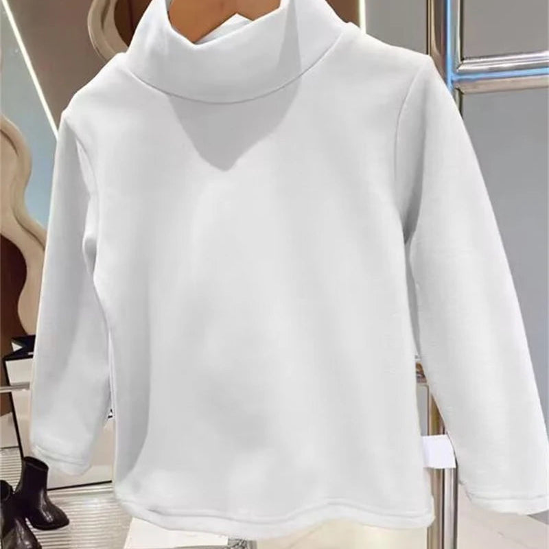 De Rong Half High Collar Children's T-shirt Girls' Autumn Clothing Versatile Bottom Top