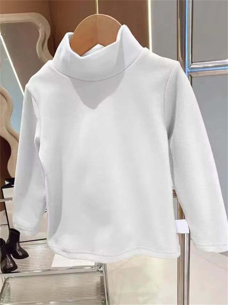 De Rong Half High Collar Children's T-shirt Girls' Autumn Clothing Versatile Bottom Top