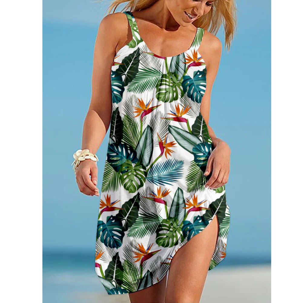 Decor Fruit Print Loose Suspender Sexy Dress Camisole Strap Evening Party Wear Holiday Sleeveless Sundress AQA01L0019WXS12