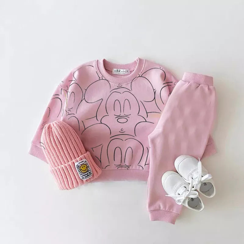 Designer Cartoon Clothing Tracksuit Baby Boy Summer Printed Clothes T-shirt+shorts Baby Girl Casual Solid Color Sets pink