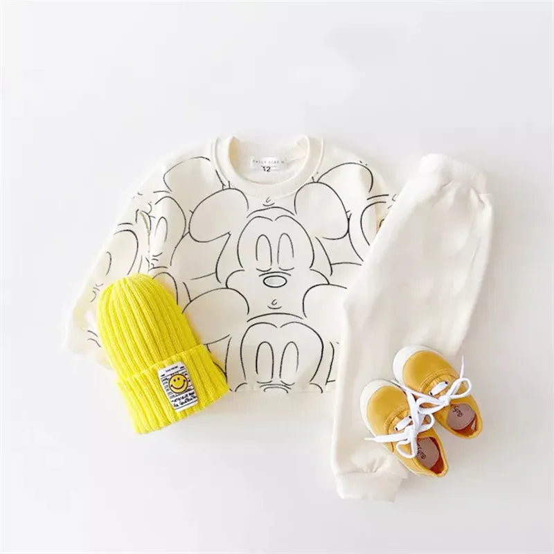 Designer Cartoon Clothing Tracksuit Baby Boy Summer Printed Clothes T-shirt+shorts Baby Girl Casual Solid Color Sets white