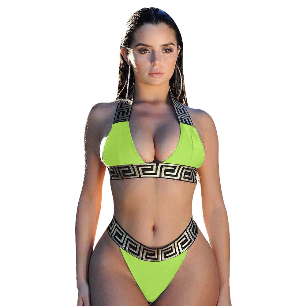 Designers Luxury Swimwear Bandage Swimsuit Sexy Bikini Set Women Crop Top Green