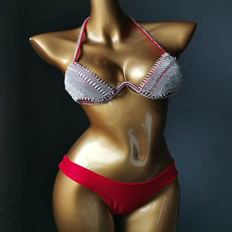 Diamond Swimwear Sexy Women Bikini Rhinestone Swimsuit Push Up Bathing Suit