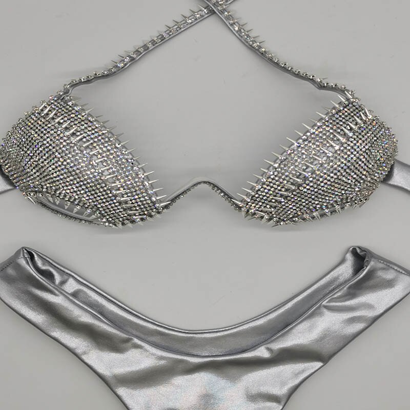 Diamond Swimwear Sexy Women Bikini Rhinestone Swimsuit Push Up Bathing Suit