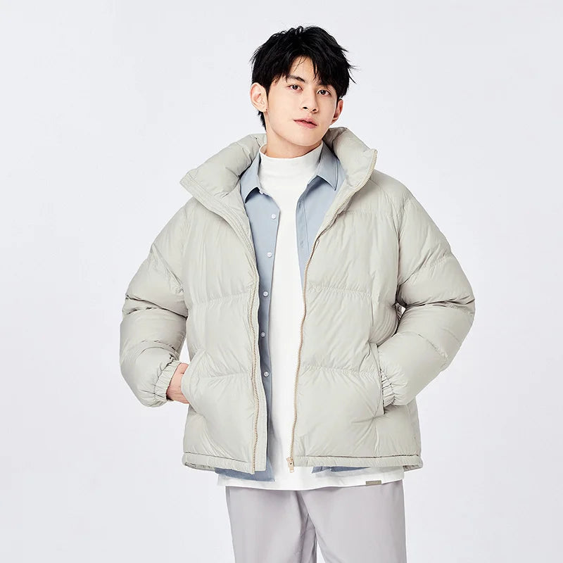 Down Jacket Men Winter Waterproof Light Warm Clothes Comfortable Stand Collar Thick Bread Jacket