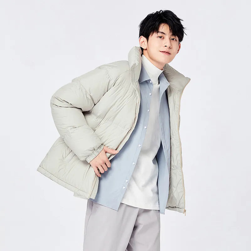 Down Jacket Men Winter Waterproof Light Warm Clothes Comfortable Stand Collar Thick Bread Jacket