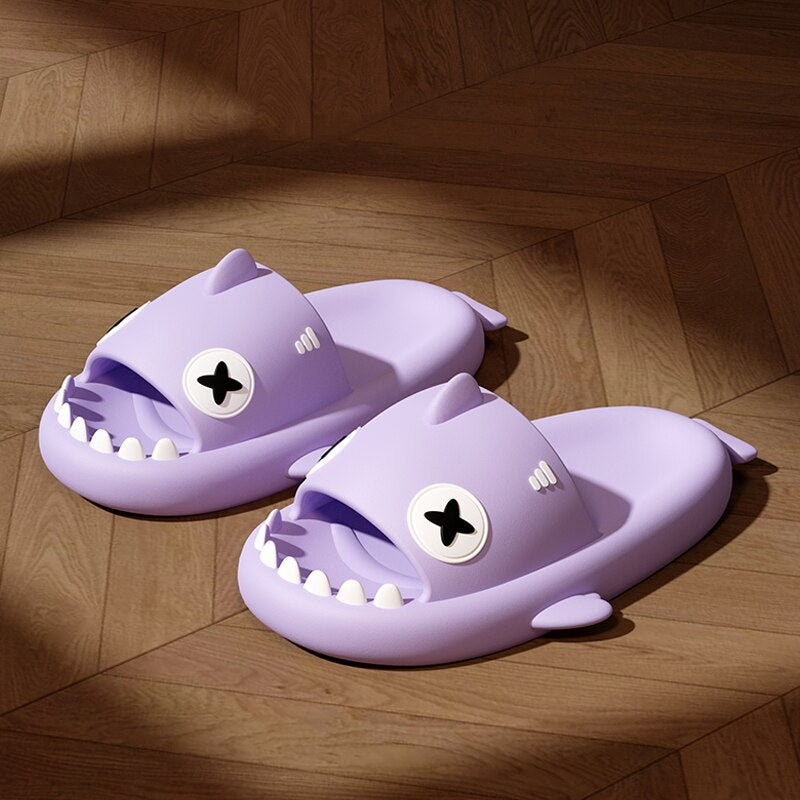 EVA Summer Women Slippers Cute Catroon Shark Shape Slides Outdoor Cloud Soft Home Bathroom Sandals
