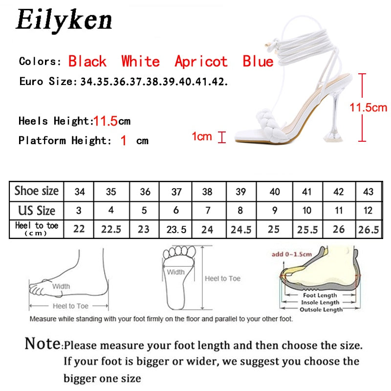 Eilyken 2024 New Summer Fashion Design Weave Sandals Women Transparent Strange High Heels Ladies Open Toe Shoes