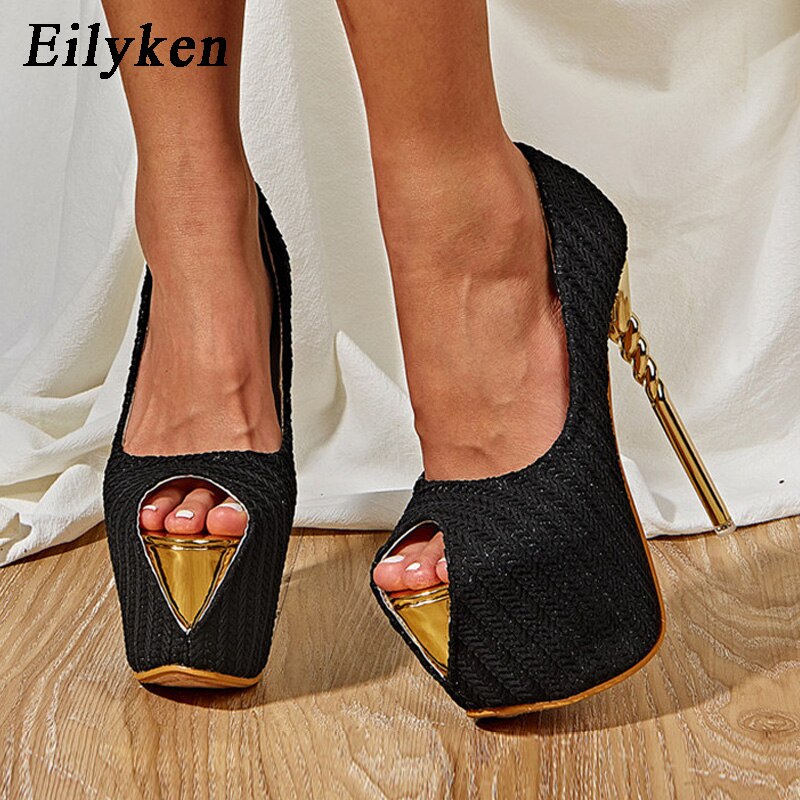 Eilyken New Spring Autumn Nightclub Stripper Women's Pumps Fashion Peep Toe Wedding Sandals Sexy Platform Ultra High Heels Shoes