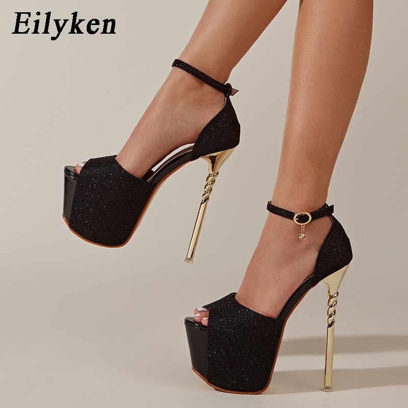 Eilyken Sexy Platform High Heels Women Pumps Sandals 2024 Designer Peep Toe Fetish Party Stripper Buckle Strap Ladies Shoes