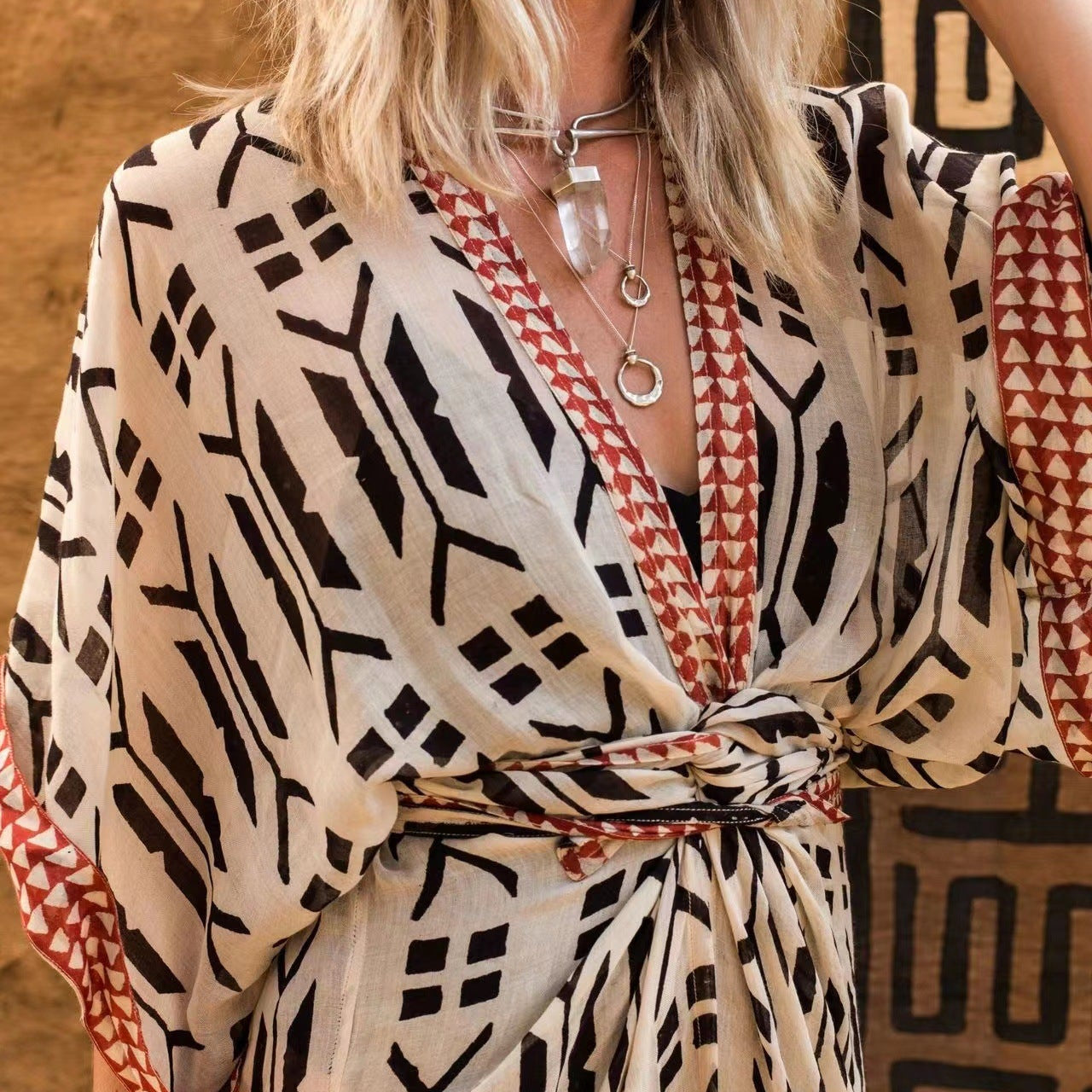 Elastic Printing Beach Cover-up Cardigan Bikini Blouse Sun Protection Shirt