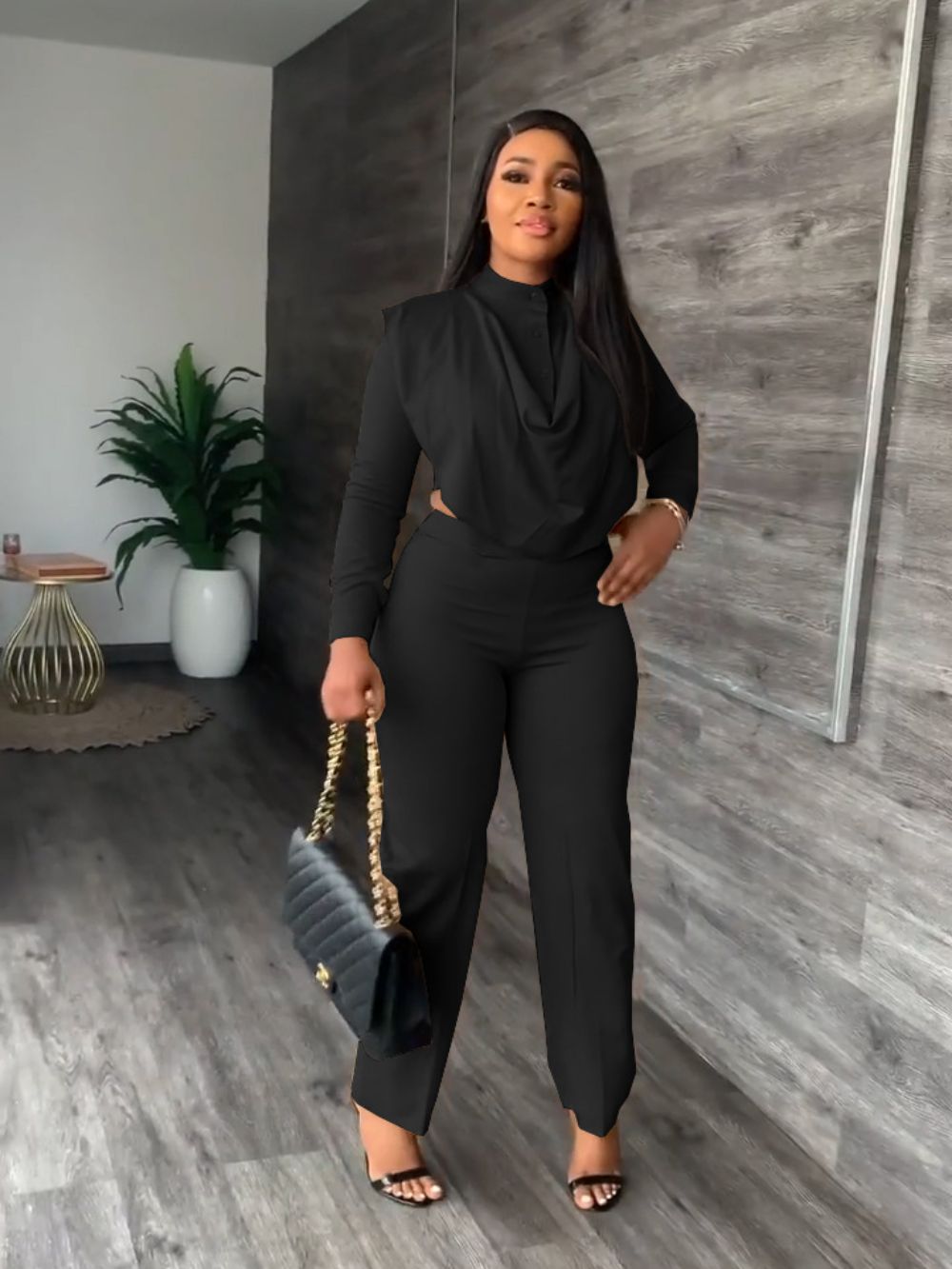 Elegant Fall Two Piece Sets Women Outfits Crop Top Office Lady Suits Plus Size Clothing 2 Piece Loungewear for Women