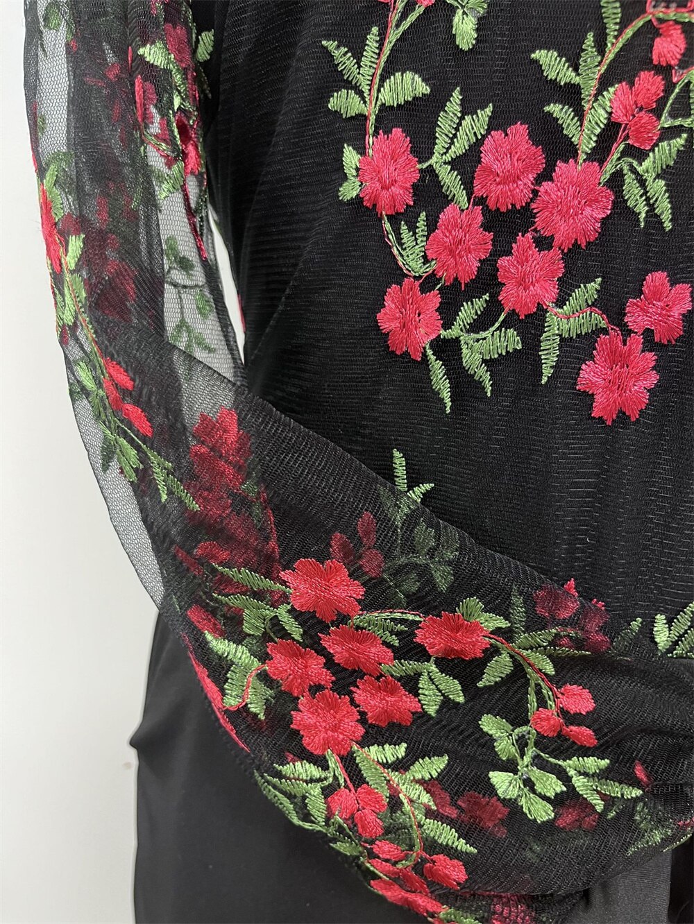 Elegant Jumpsuit Women 2024 Casual V Neck Mesh Hollow Embroidery Long Sleeve Overalls Female Slim Office Party Jumpsuit