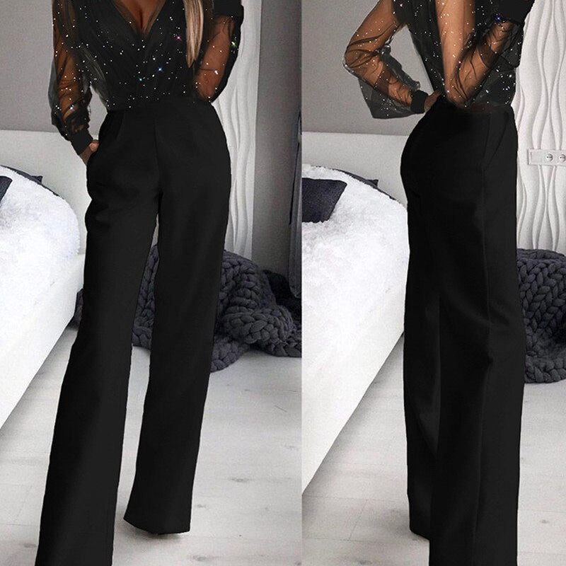 Elegant Slim Office Lady Black Strapless Jumpsuits for women 2022 Summer New Sexy Sleeveless White Red Wide leg Jumpsuits