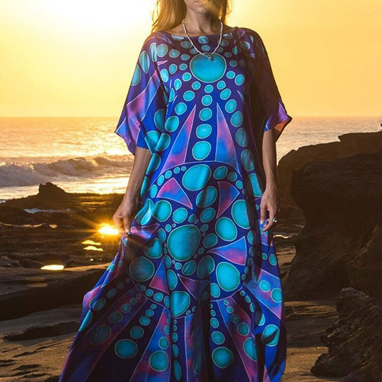 Embroidery Cotton Beach Kaftan Cover up Saida de Praia Swimsuit Bikini cover up Tunics Q687-576 One Size
