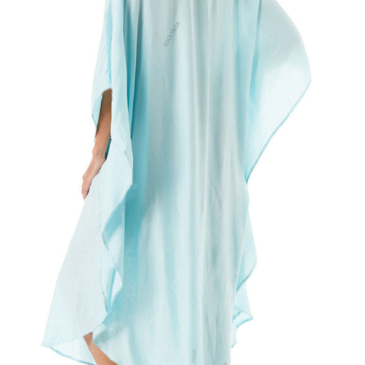 Embroidery Cotton Beach Kaftan Cover up Saida de Praia Swimsuit Bikini cover up Tunics